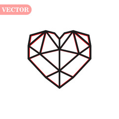 Black geometric style heart vector. heart in polygonal style design. Valentines Day illustration