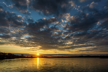 Sunset in the city of Sebezh, Pskov Oblast, Russia