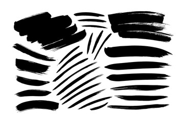Vector black paint, ink brush strokes and lines. Dirty grunge design element, box or background for text.