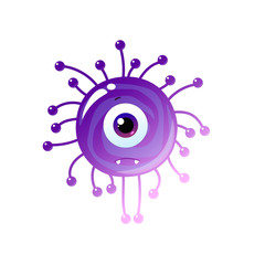 Coronavirus Covid-2019 Cell Icon vector illustration. Cute monster bacteria