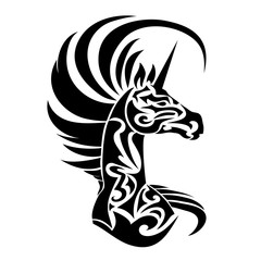 Magic unicorn silhouette vector illustration.