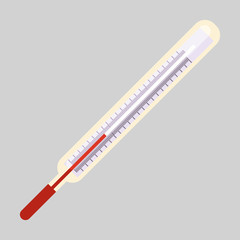 Mercury thermometer. Scale, home equipment, tool. Health care concept. illustration can be used for topics like fever, flu, symptoms, diagnostics