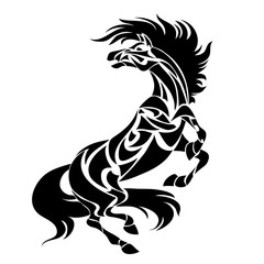 Ethnic tribal Horse. Abstract totem animal symbol. For t-shirt, bag, postcard,and logo. Tattoo design