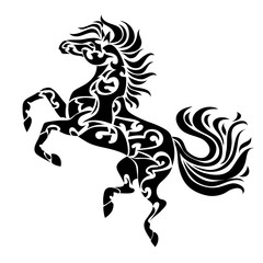 Ethnic tribal Horse. Abstract totem animal symbol. For t-shirt, bag, postcard,and logo. Tattoo design