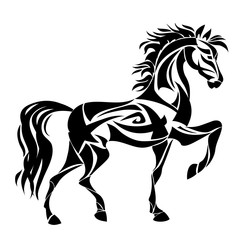 Ethnic tribal Horse. Abstract totem animal symbol. For t-shirt, bag, postcard,and logo. Tattoo design