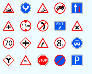Traffic signs, parkingSet of road sign. collection of warning, priority