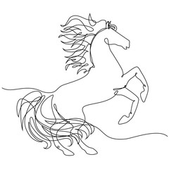 One line drawing horse vector illustration