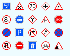 Traffic signs, falling rocksSet of road sign. collection of warning, priority