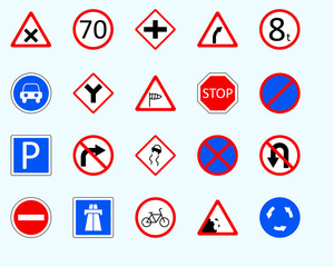 Traffic signs, roundaboutSet of road sign. collection of warning, priority