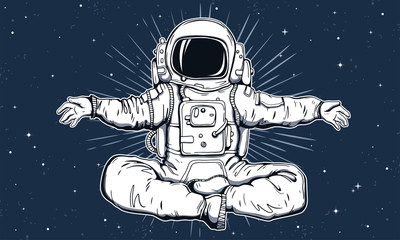 Hand drawn astronaut  vector illustration - obrazy, fototapety, plakaty