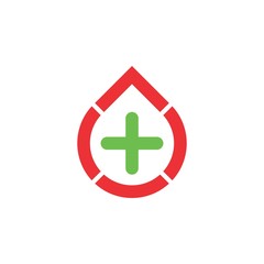 Obraz premium Blood drop with Plus logo design vector