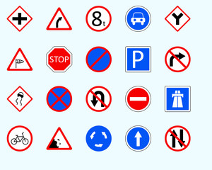 Traffic signs, prioritySet of road sign. collection of warning, priority
