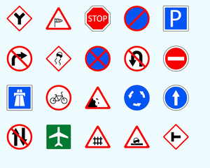 Traffic signs, intersectionSet of road sign. collection of warning, priority