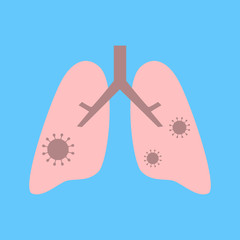 Human lungs medical icon in flat design.