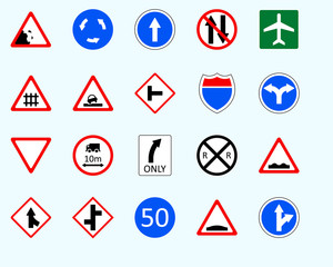 Traffic signs, arrowsSet of road sign. collection of warning, priority