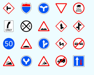 Traffic signs, prioritySet of road sign. collection of warning, priority