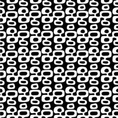 Gordijnen Zwart-wit Mid-Century Modern &quot Tiki&quot  patroon, herhaalbaar en naadloos. © Jeffery Edwards