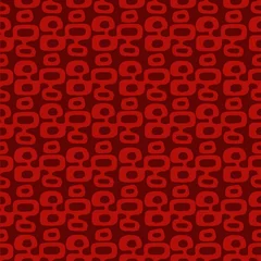 Stickers pour porte Années 50 Motif &quot Tiki&quot  moderne du milieu du siècle rouge foncé et orange, reproductible et sans couture.
