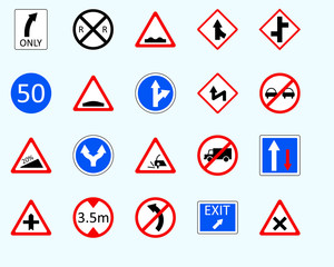 Traffic signs, intersectionSet of road sign. collection of warning, priority