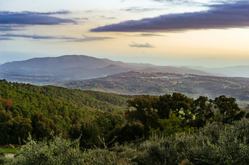 Fototapeta na wymiar Tuscany - Landscape panorama, hills and meadow, Toscana - Italy