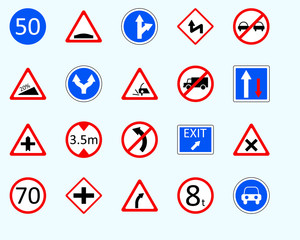 Traffic signs, carSet of road sign. collection of warning, priority