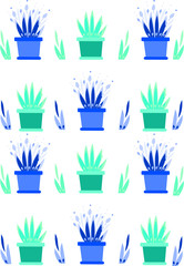 pattern with flowers in pots