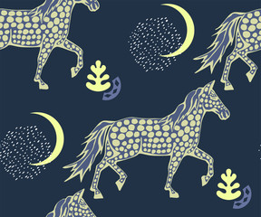 Vector background hand drawn horse. Hand drawn ink illustration. Modern ornamental decorative background. Vector pattern. Print for textile, cloth, wallpaper, scrapbooking