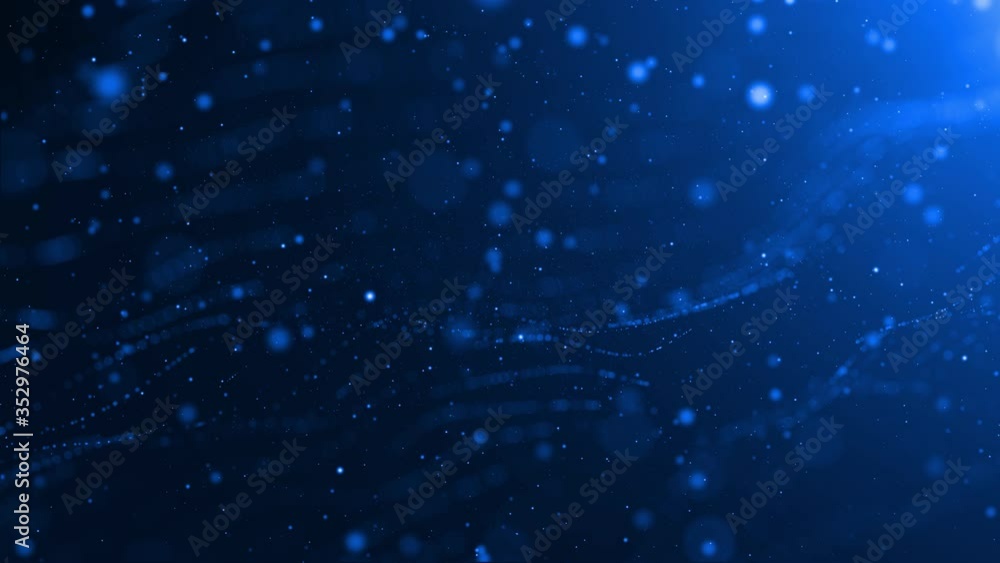 Poster artistic blurry and network net waves on blue bokeh copy space animation background.