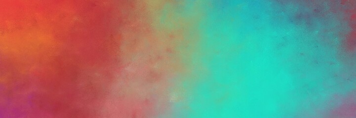 beautiful vintage abstract painted background with moderate red, light sea green and medium aqua marine colors and space for text or image. can be used as horizontal header or banner orientation