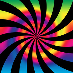 An abstract psychedelic spiral sunburst background image.