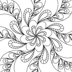 Black & white card with mandala, ornament, hand drawn, line art. Good for card, poster, print, ceramic design, tattoo, adult coloring book