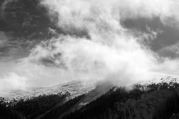 Black and White Mountain Landscape in Rocky Mountains, Colorado