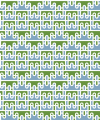 Seamless vector pattern in cool green, blue and white. Abstract ornament of interweaving curvy lines . Complex design, reminding maps with rivers and forests. Perfect for textile and wrapping paper.