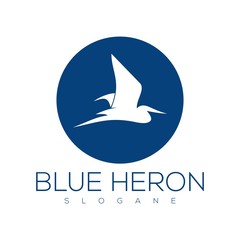 blue heron logo design vector
