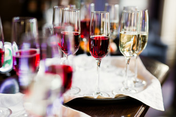 Luxury glasses with champagne on the table