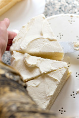 Obraz na płótnie Canvas Sponge cake torte with cream 