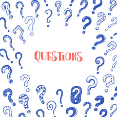 Doodle funny question marks hand drawn illustration
