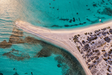 Fototapeta na wymiar An aerial view of a desert island in the caribbean sea.