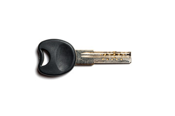 Key he door or lock on a white isolated background. Horizontal frame