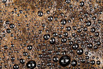 Coffee bubble from top view, Flat lay design, extreme close up. Copyspace for texture and background