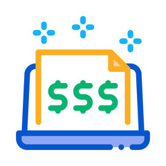 cash documents in computer version icon vector. cash documents in computer version sign. color symbol illustration