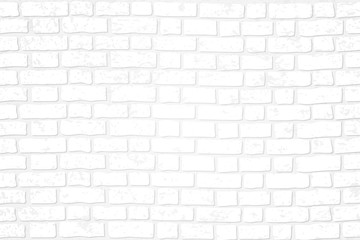 Realistic white brick wall background. Distressed overlay texture of old brickwork, grunge abstract halftone pattern. Texture for template, layout, poster, fabric and different print production.