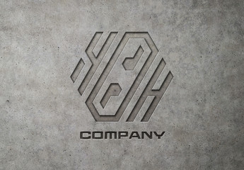 Engraved Logo Mockup on Concrete