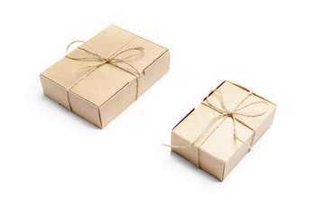 two craft boxes isolated on white background