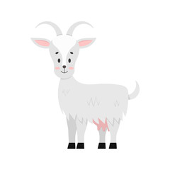 Fototapeta na wymiar Cute farm goat vector icon isolated on white background.