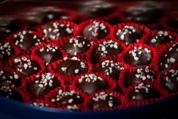 chocolate truffles with peppermint sprinkles