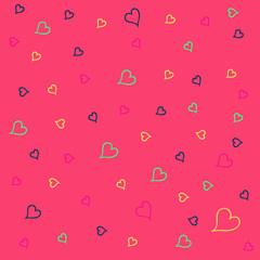 Serca kolorowe - tło, ręcznie narysowane serca, kolorowy obrys.