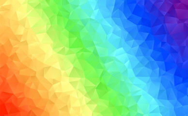 Rainbow Low Poly Vector Background. Backdrop for Message of Hope During Pandemic Lock Down. Pride Flag. Peace, Love & Support Symbol.  - obrazy, fototapety, plakaty