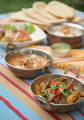 Curry spice Potatoes and other traditional foods from India.