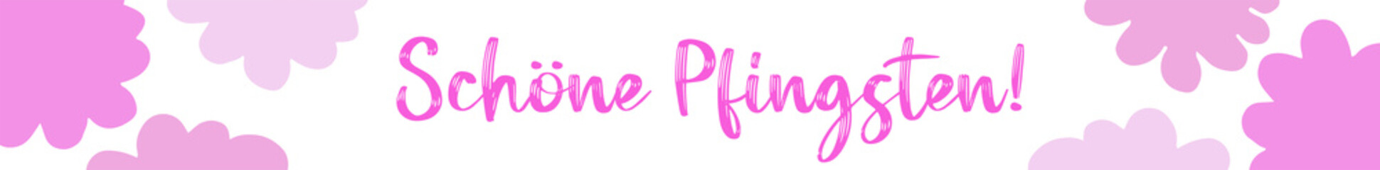 Hand drawn web banner with Schöne Pfingsten quote in German. Translated Happy Pentecost. Holiday lettering